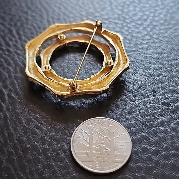 VTG Monet Gold Bamboo-Inspired Brooch - Picture 9 of 9